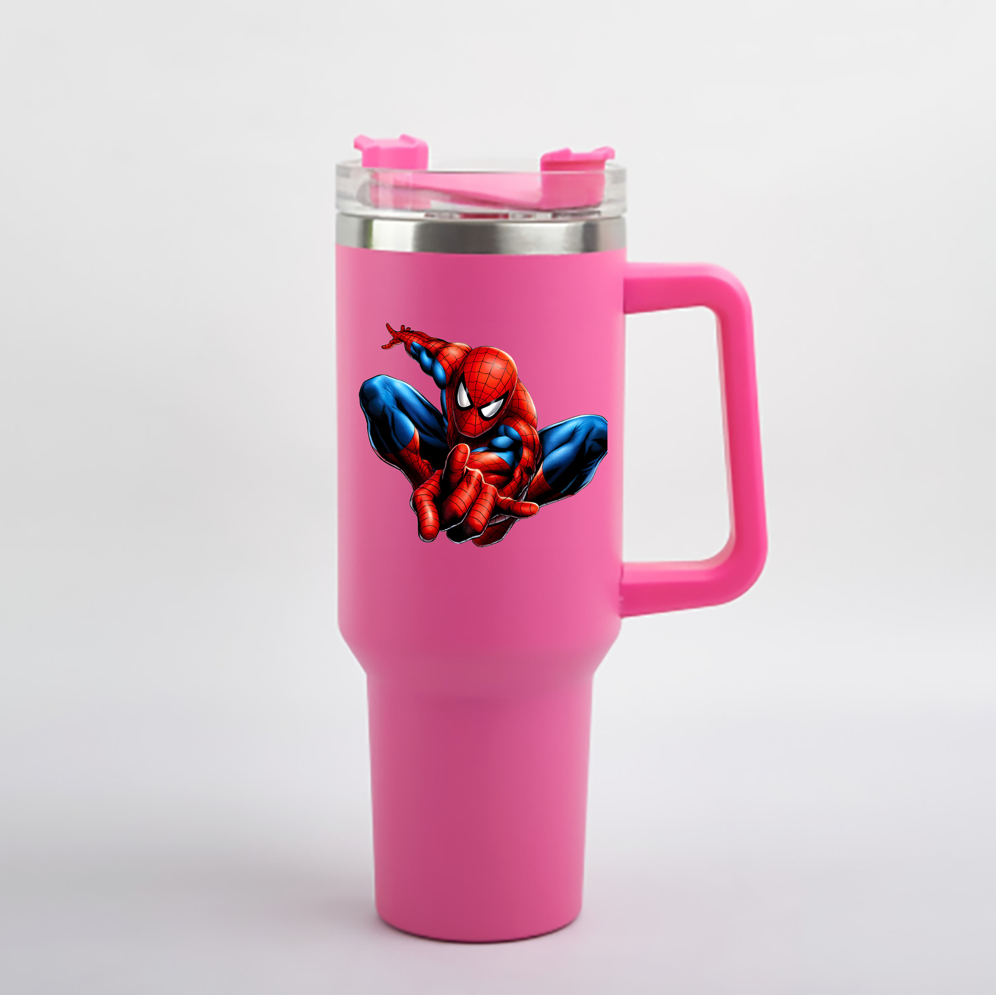 （画像用） Spider Man スパイダーマン 1200mL車用タンブラー - クリスタルステッカー（プラスチックストロー付き）